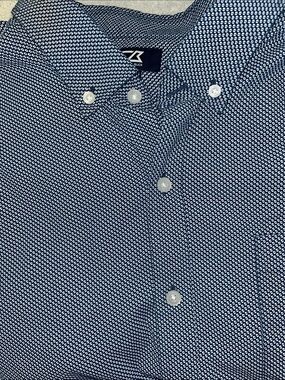 Cutter & Buck Navy Micro-Pattern Short Sleeve Button-Down Shirt